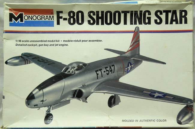 Monogram 1/48 F-80 Shooting Star Fighter-Bomber or Interceptor - White Box Issue, 5404 plastic model kit